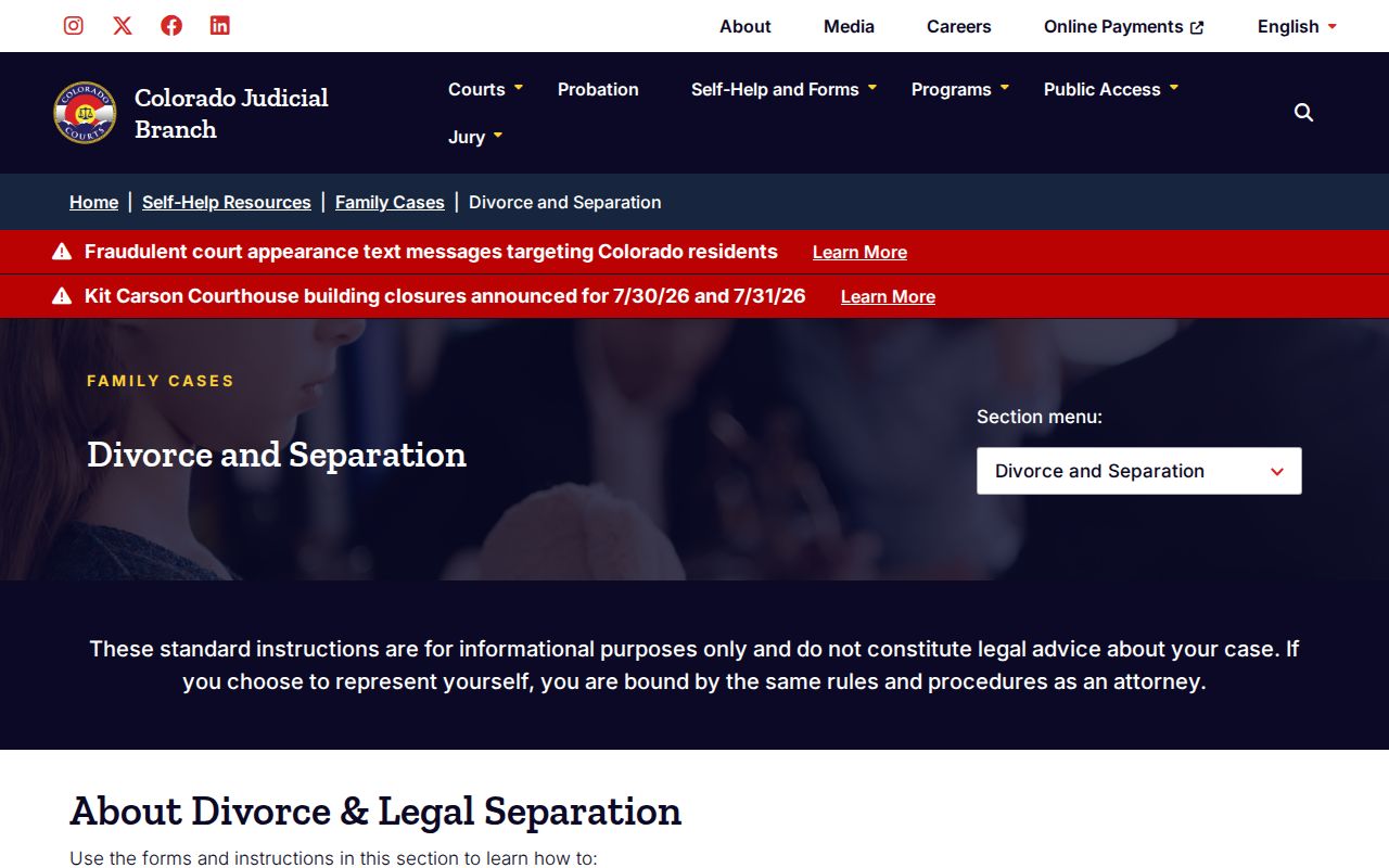 Yuma County marriage and divorce records through Colorado court self-help